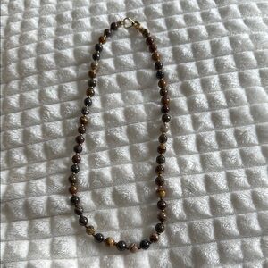 Earthy Brown Beaded Necklace with Matte Finish